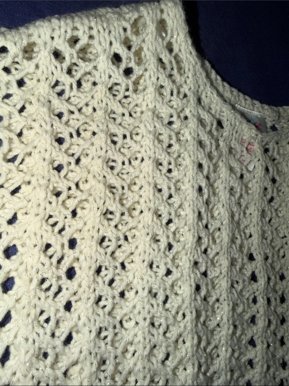 Justice Cream Crochet Fringe Poncho Top
